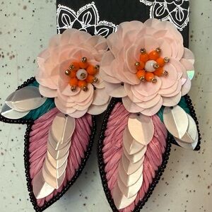 Floral Beaded Statement Earrings